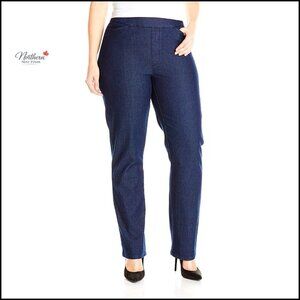 Plus Size Pull On Pants Elastic Waist Stretch Denim Comfort Fit